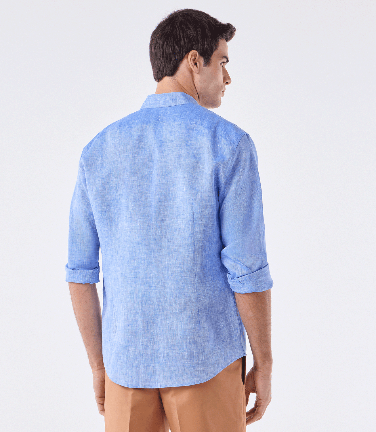 Camisa Linho Manga Longa Fio Tinto Azul – slide 3