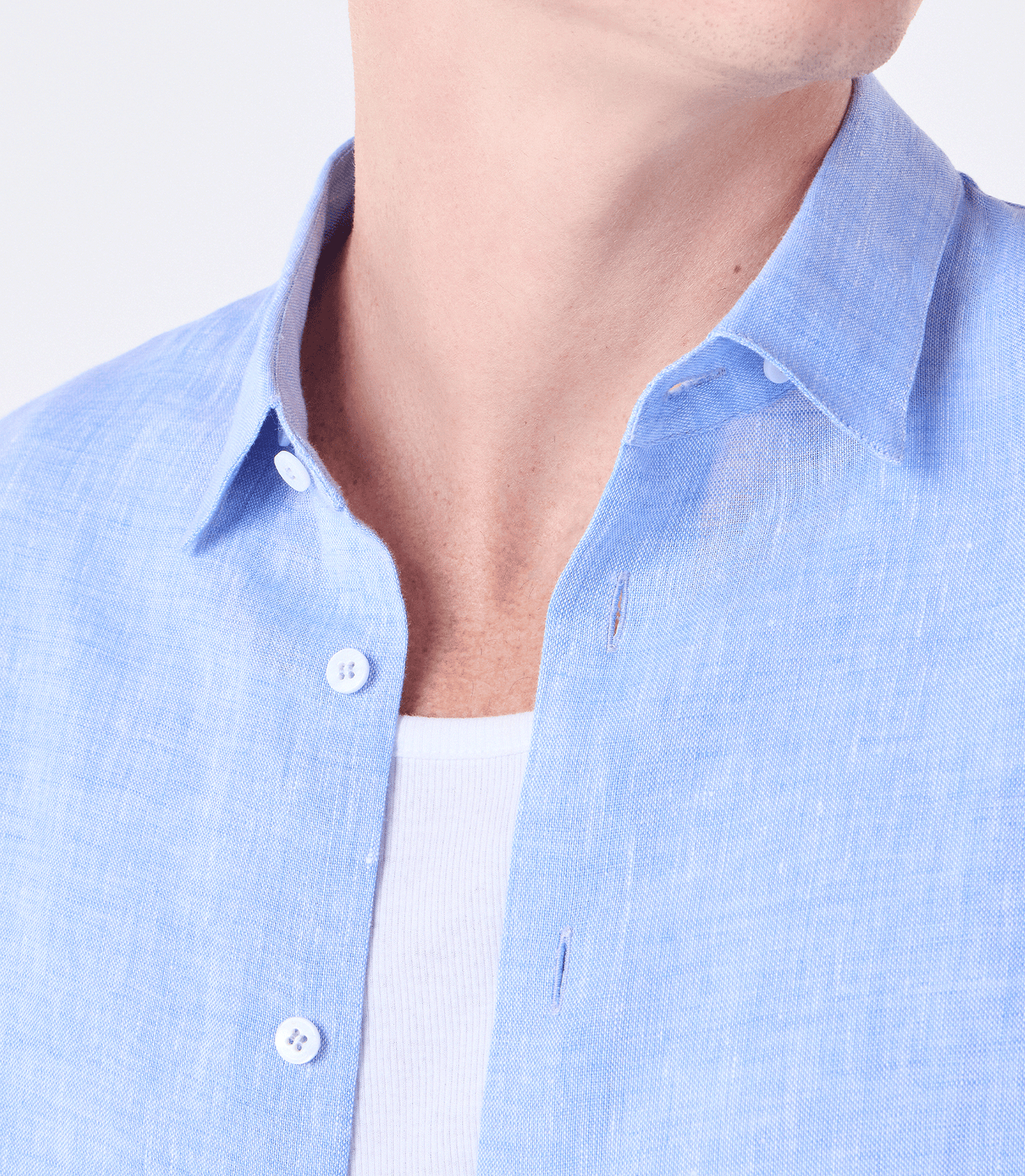 Camisa Linho Manga Longa Fio Tinto Azul – slide 4
