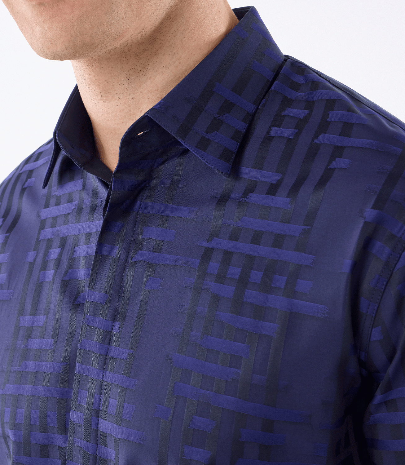 Camisa Social Vista Coberta Jacquard Azul – slide 4