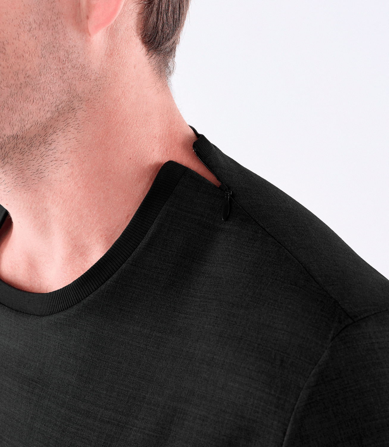 Camiseta Manga Longa Recorte Alfaiataria Active e Malha Preto – slide 4