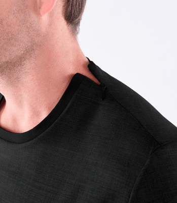 Camiseta Manga Longa Recorte Alfaiataria Active e Malha Preto thumbnail 4