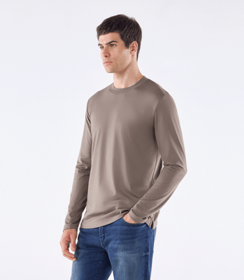 Camiseta Interloque 44/1 Manga Longa Gola Média Marrom thumbnail 1