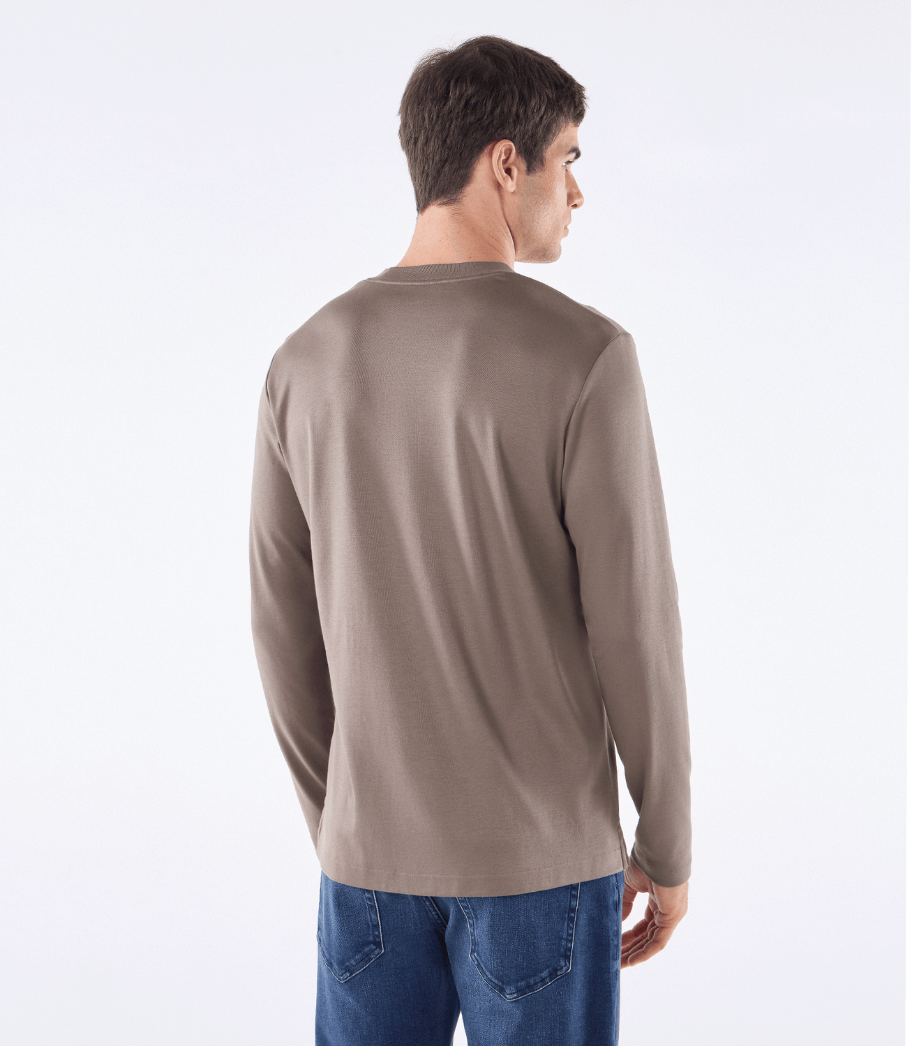 Camiseta Interloque 44/1 Manga Longa Gola Média Marrom – slide 3