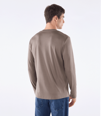 Camiseta Interloque 44/1 Manga Longa Gola Média Marrom thumbnail 3