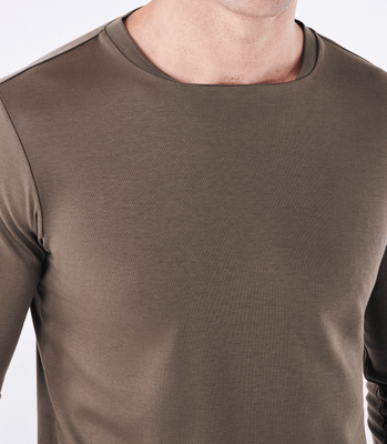 Camiseta Pima Manga Longa Decote Quadrado kaki thumbnail 4