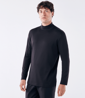 Camiseta Pima Manga Longa Gola Rolê Preto thumbnail 1