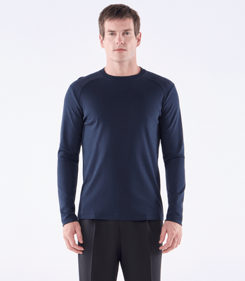 Camiseta Manga Longa Interloque 50/1 Recortes Azul thumbnail 1