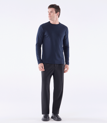 Camiseta Manga Longa Interloque 50/1 Recortes Azul thumbnail 2