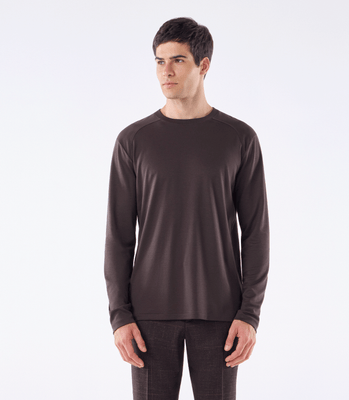 Camiseta Manga Longa Interloque 50/1 Recortes Marrom thumbnail 1