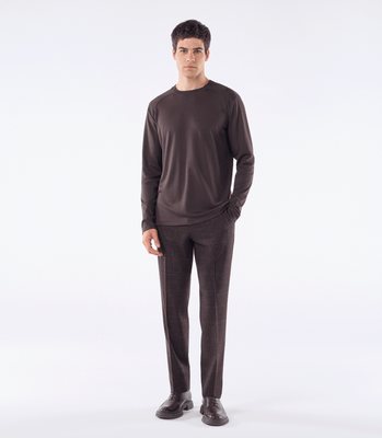 Camiseta Manga Longa Interloque 50/1 Recortes Marrom thumbnail 2