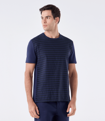 Camiseta Recorte Alfaiataria e Malha Azul thumbnail 1