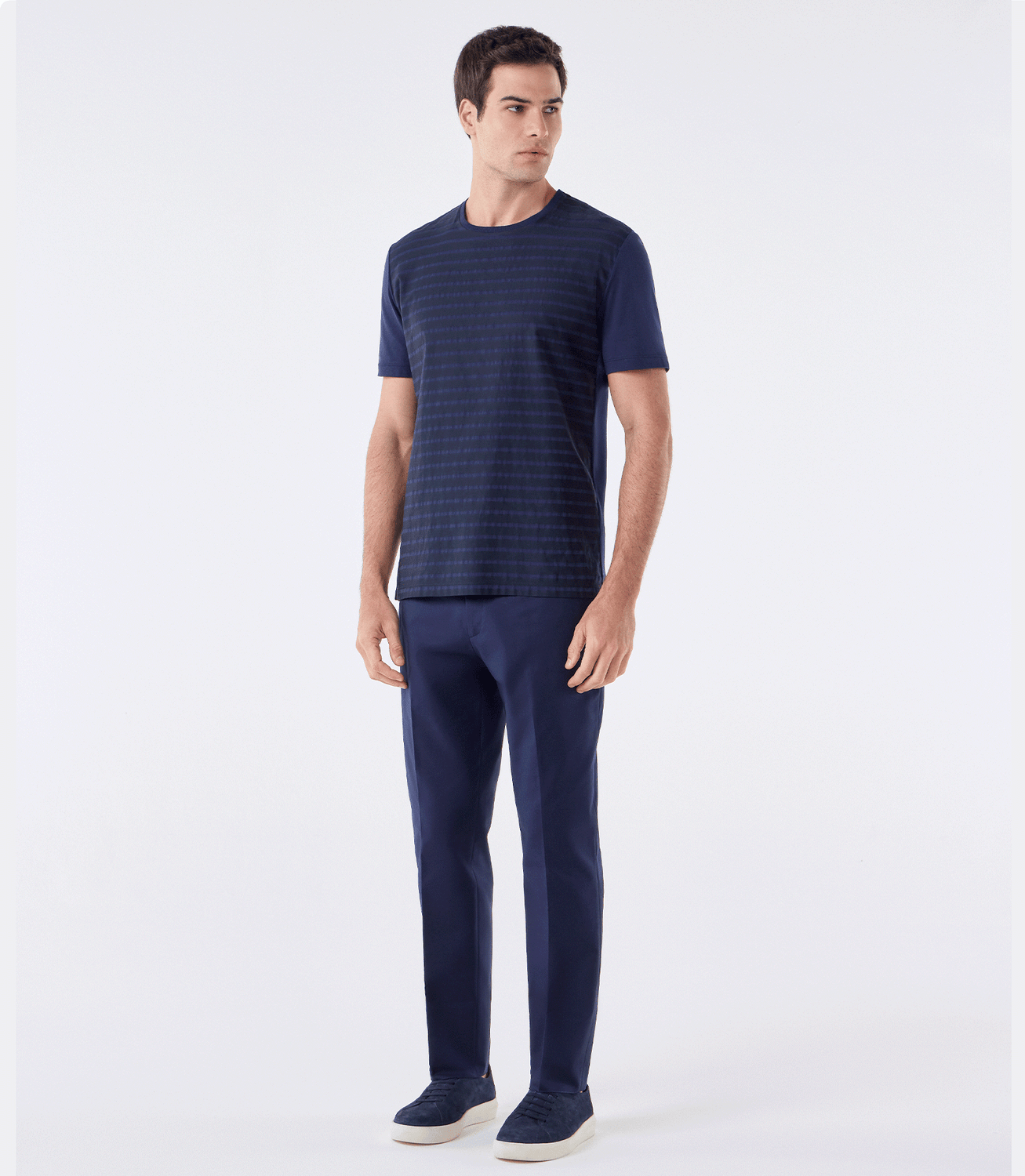 Camiseta Recorte Alfaiataria e Malha Azul – slide 2