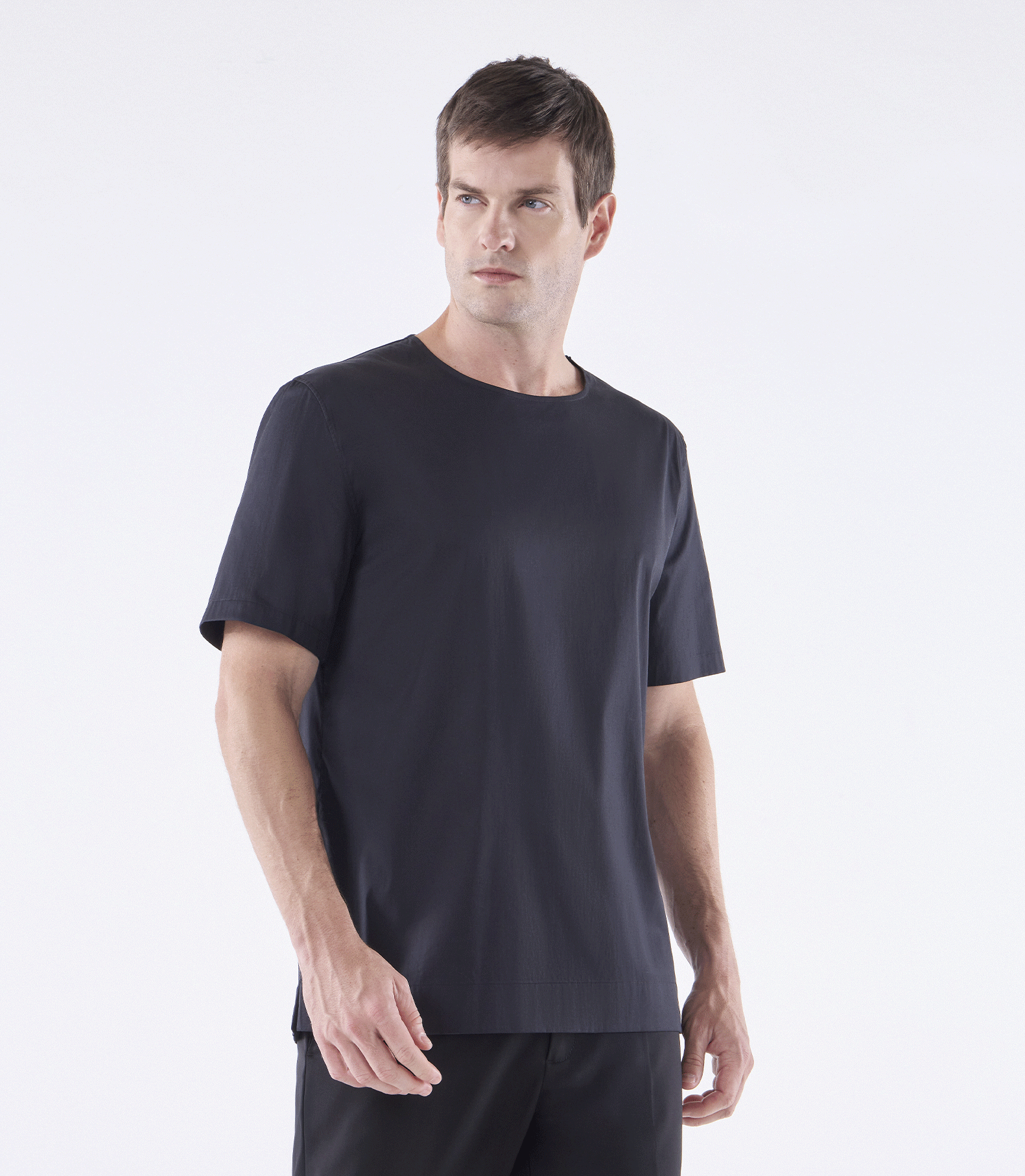 Camiseta Canoa Zíper no Ombro Preto
