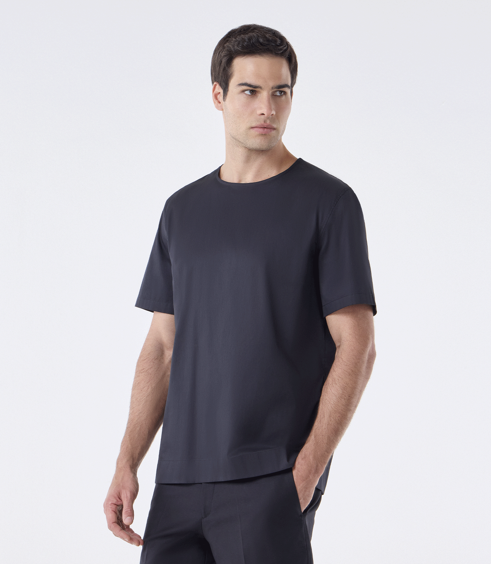 Camiseta Canoa com Zíper no Ombro Preto