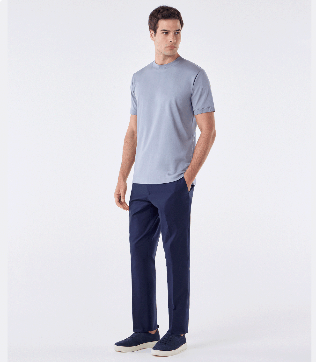 Camiseta Pima Interloque Gola Média Cinza – slide 2