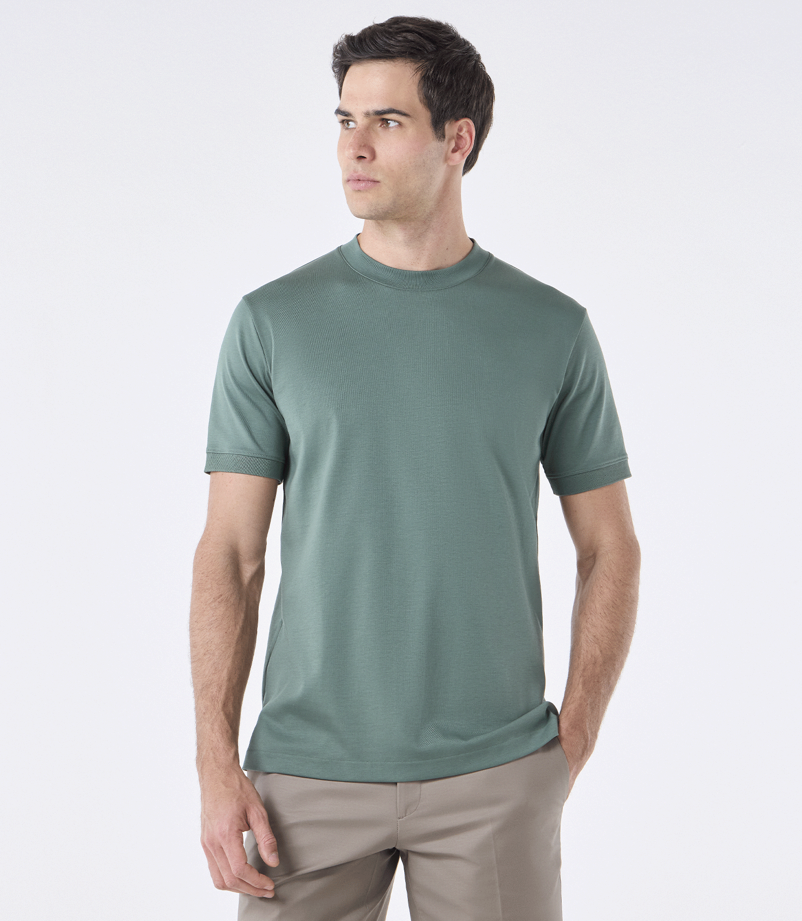 Camiseta Pima Interloque Gola Média Verde