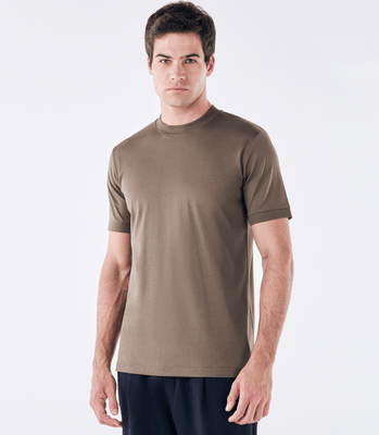Camiseta Pima Interloque Gola Média kaki thumbnail 1