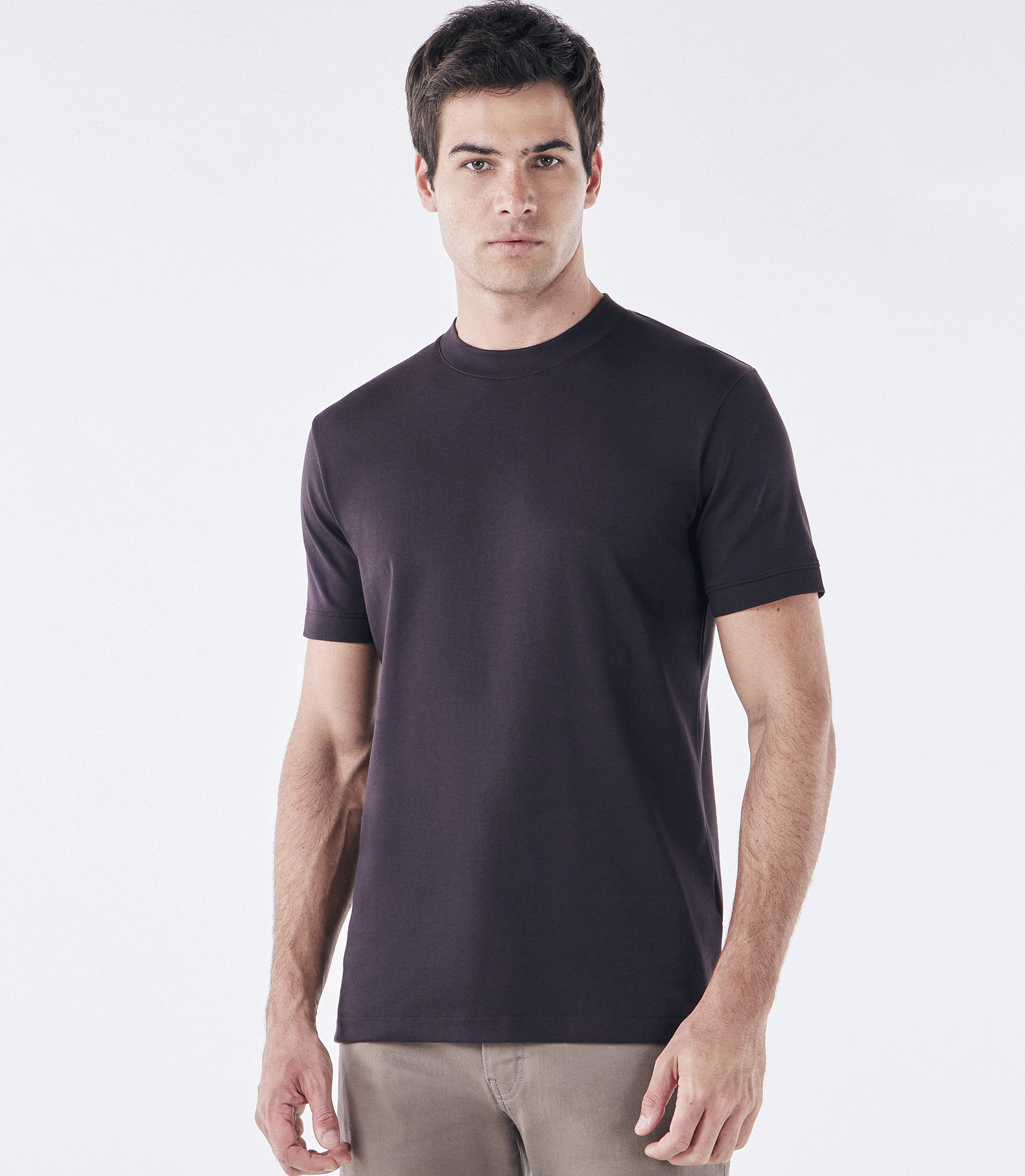 Camiseta Pima Interloque Gola Média Marrom