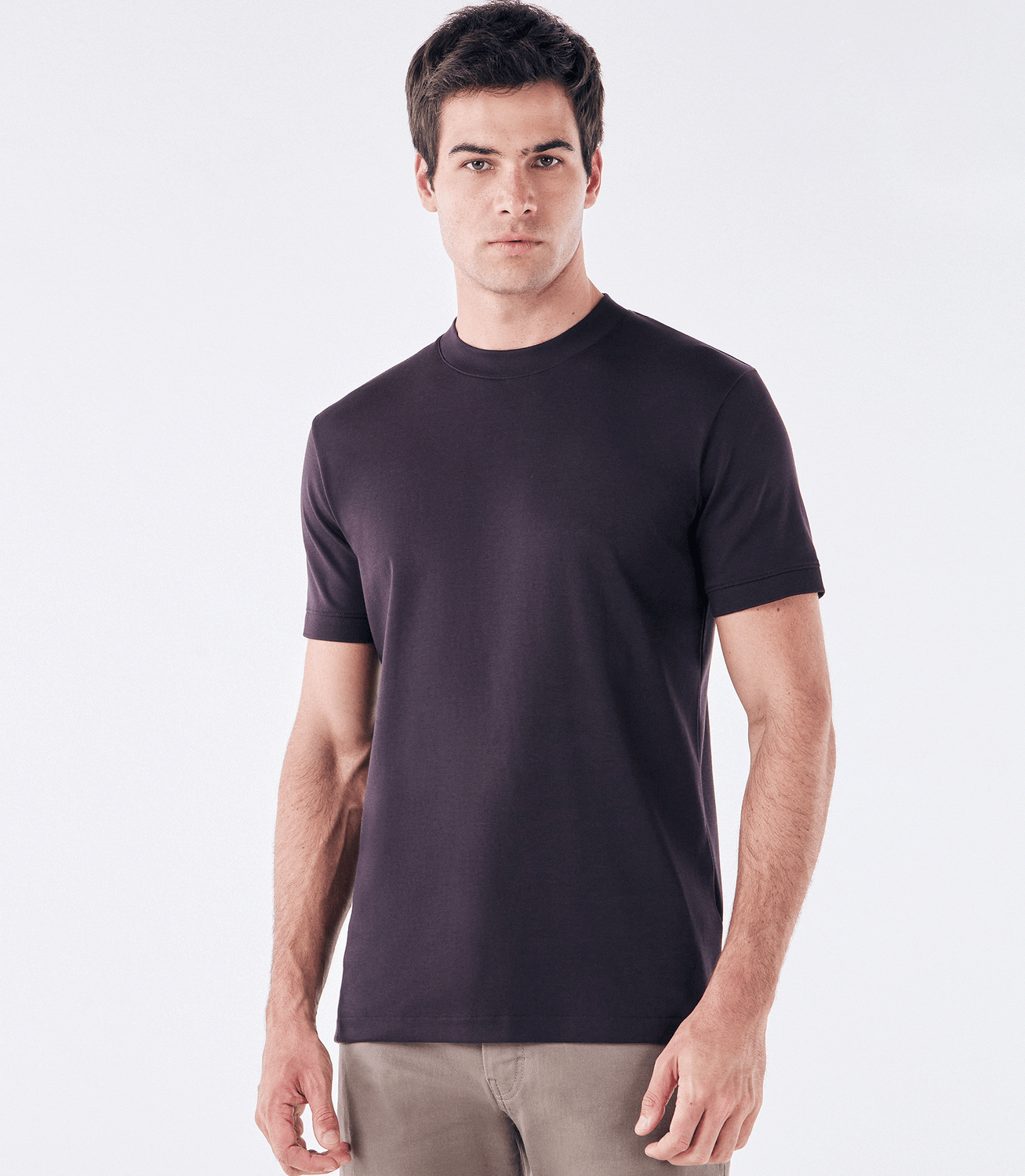 Camiseta Pima Interloque Gola Média Marrom – slide 1