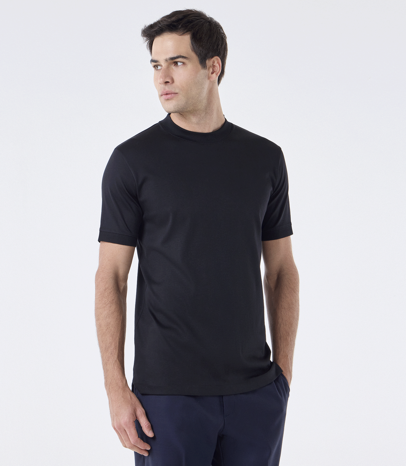 Camiseta Pima Interloque Gola Média Preto