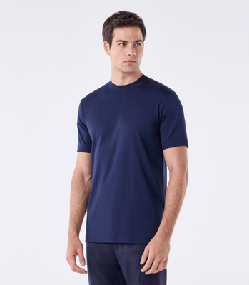 Camiseta Pima Interloque Gola Média Azul thumbnail 1