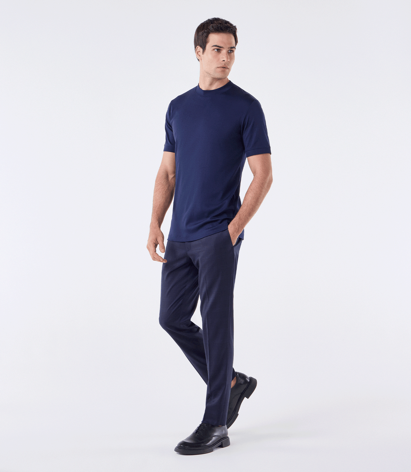 Camiseta Pima Interloque Gola Média Azul – slide 2