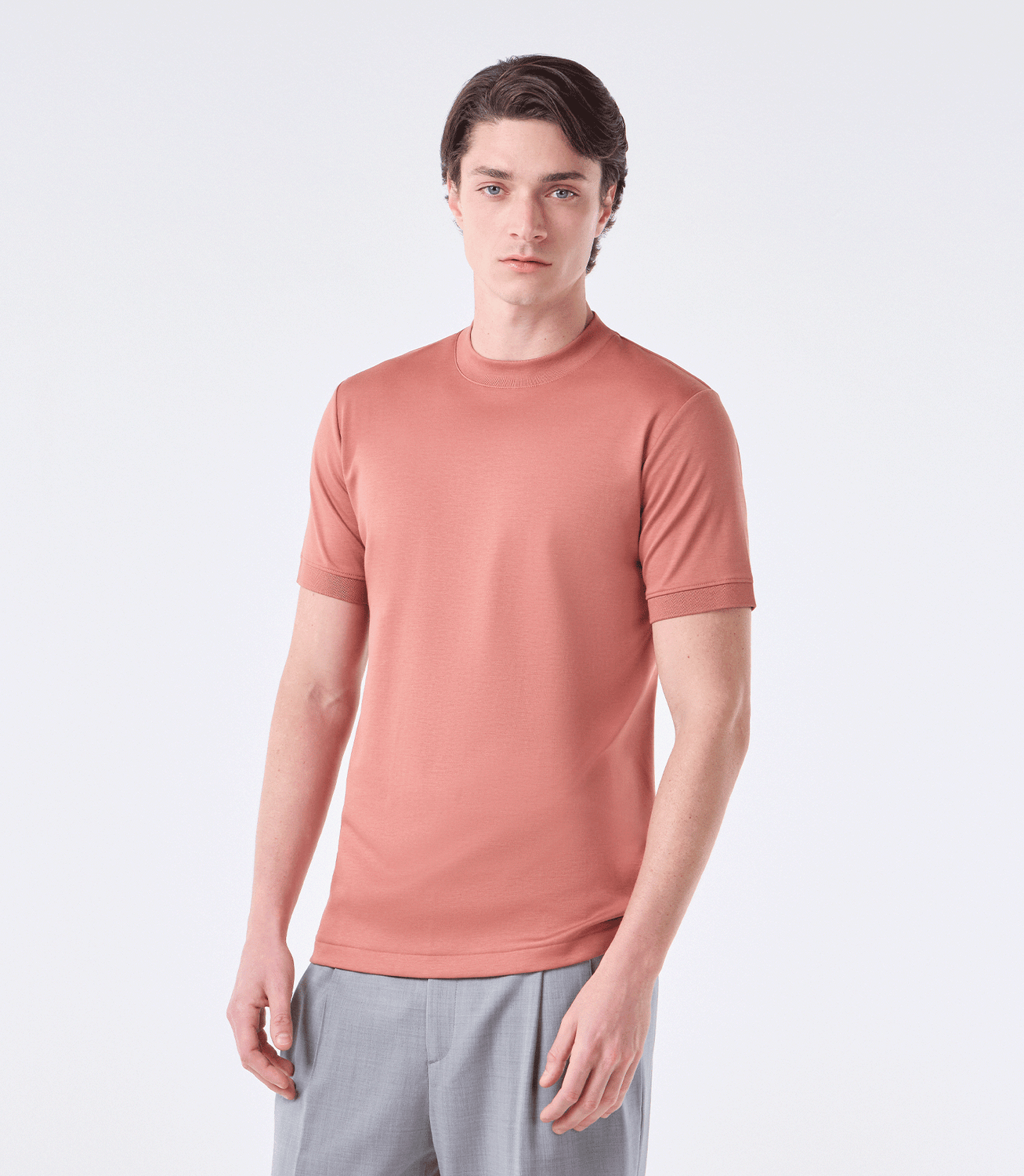 Camiseta Pima Interloque Gola Média Marrom – slide 1