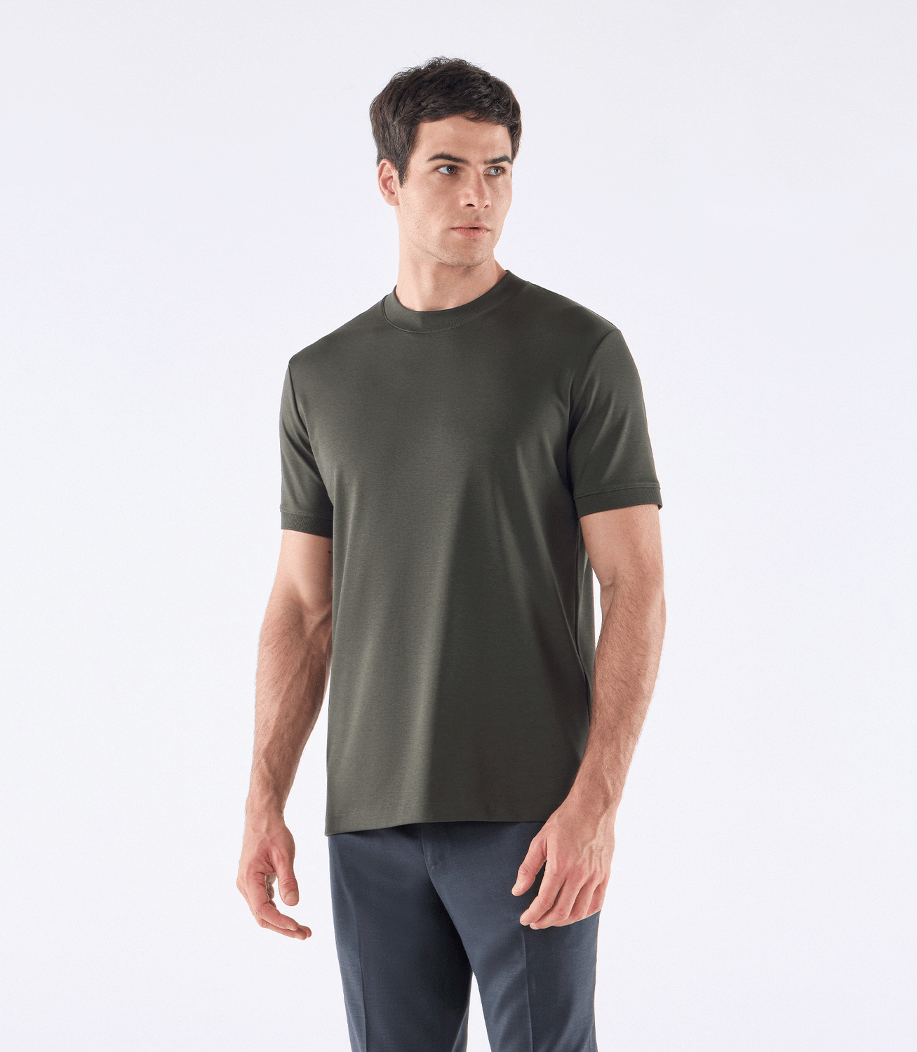 Camiseta Pima Interloque Gola Média Verde – slide 1