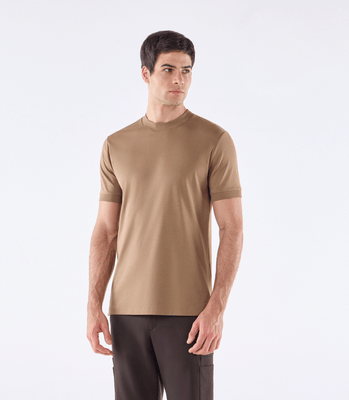 Camiseta Pima Interloque Gola Média Marrom thumbnail 1