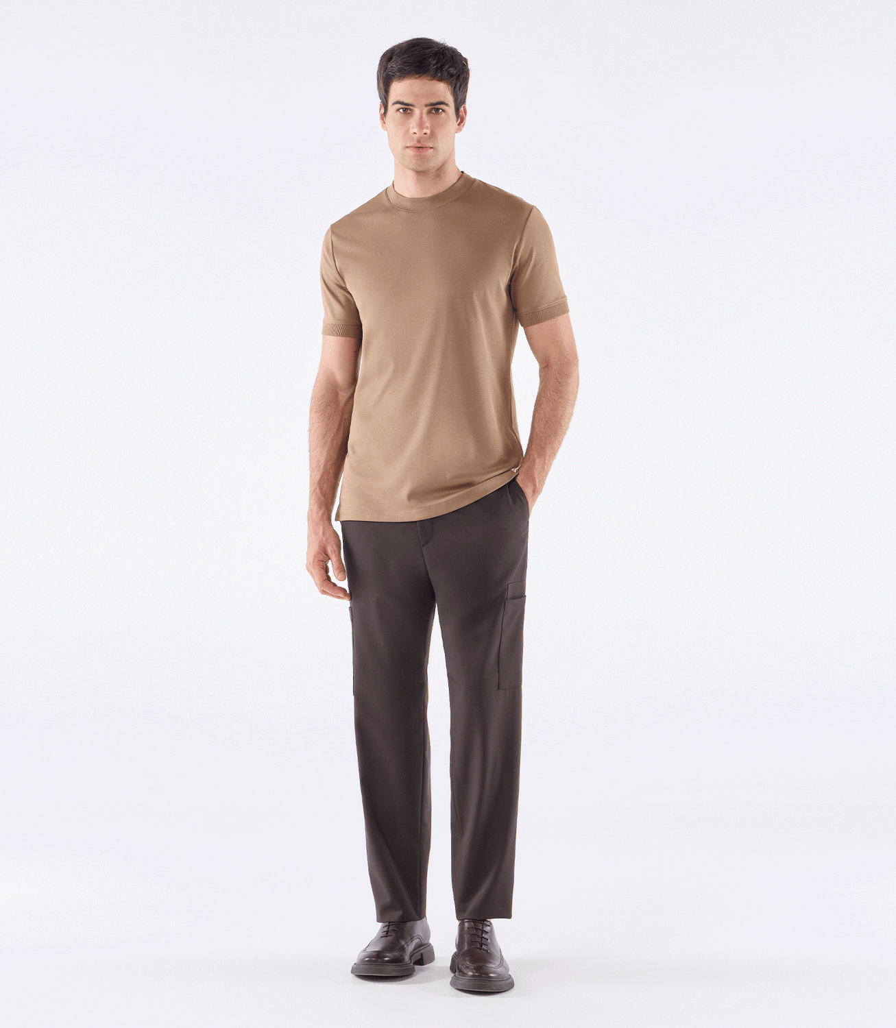 Camiseta Pima Interloque Gola Média Marrom – slide 2