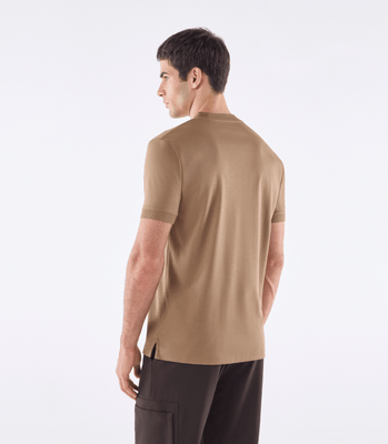 Camiseta Pima Interloque Gola Média Marrom thumbnail 3