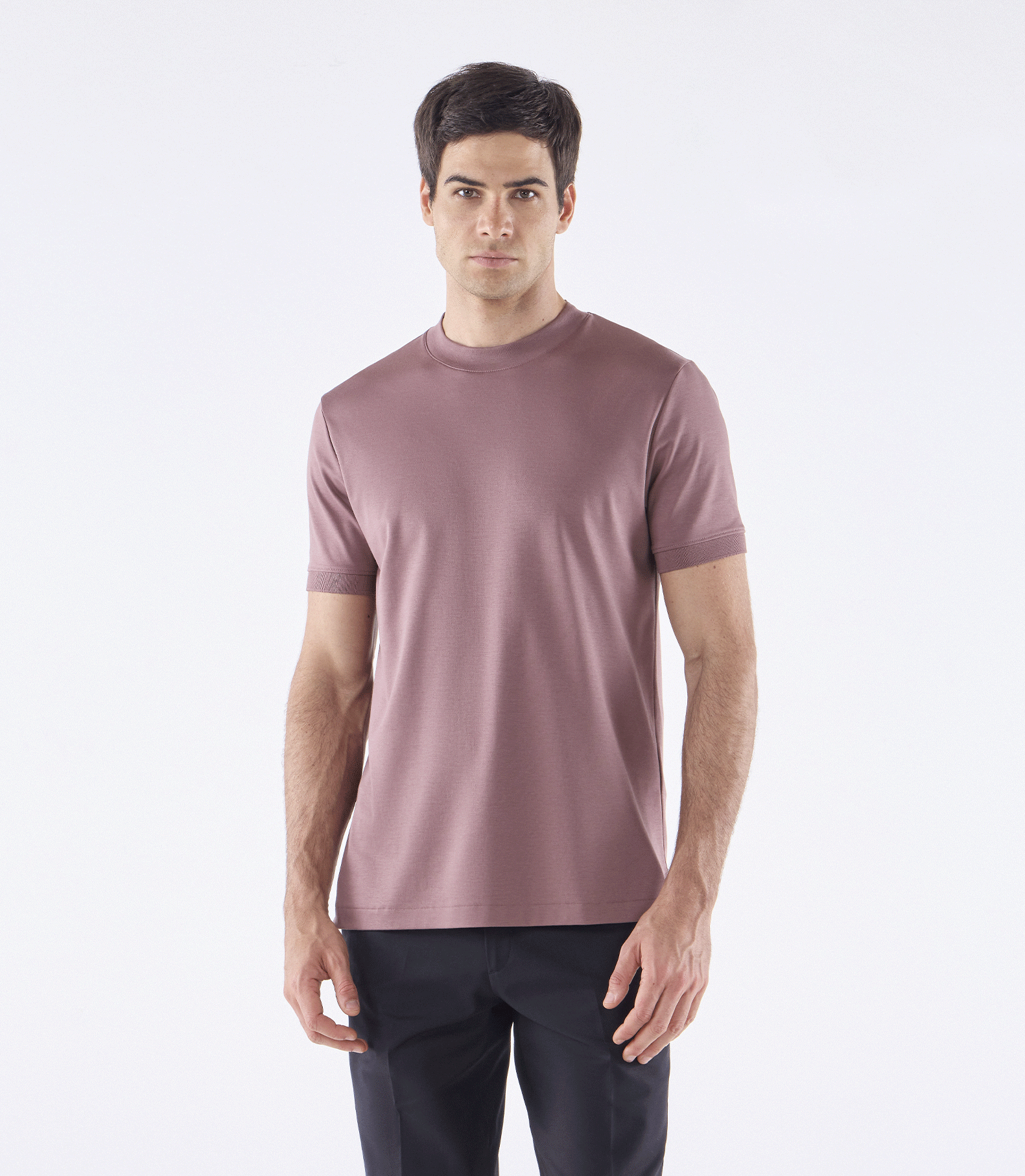 Camiseta Pima Interloque Gola Média Rosa