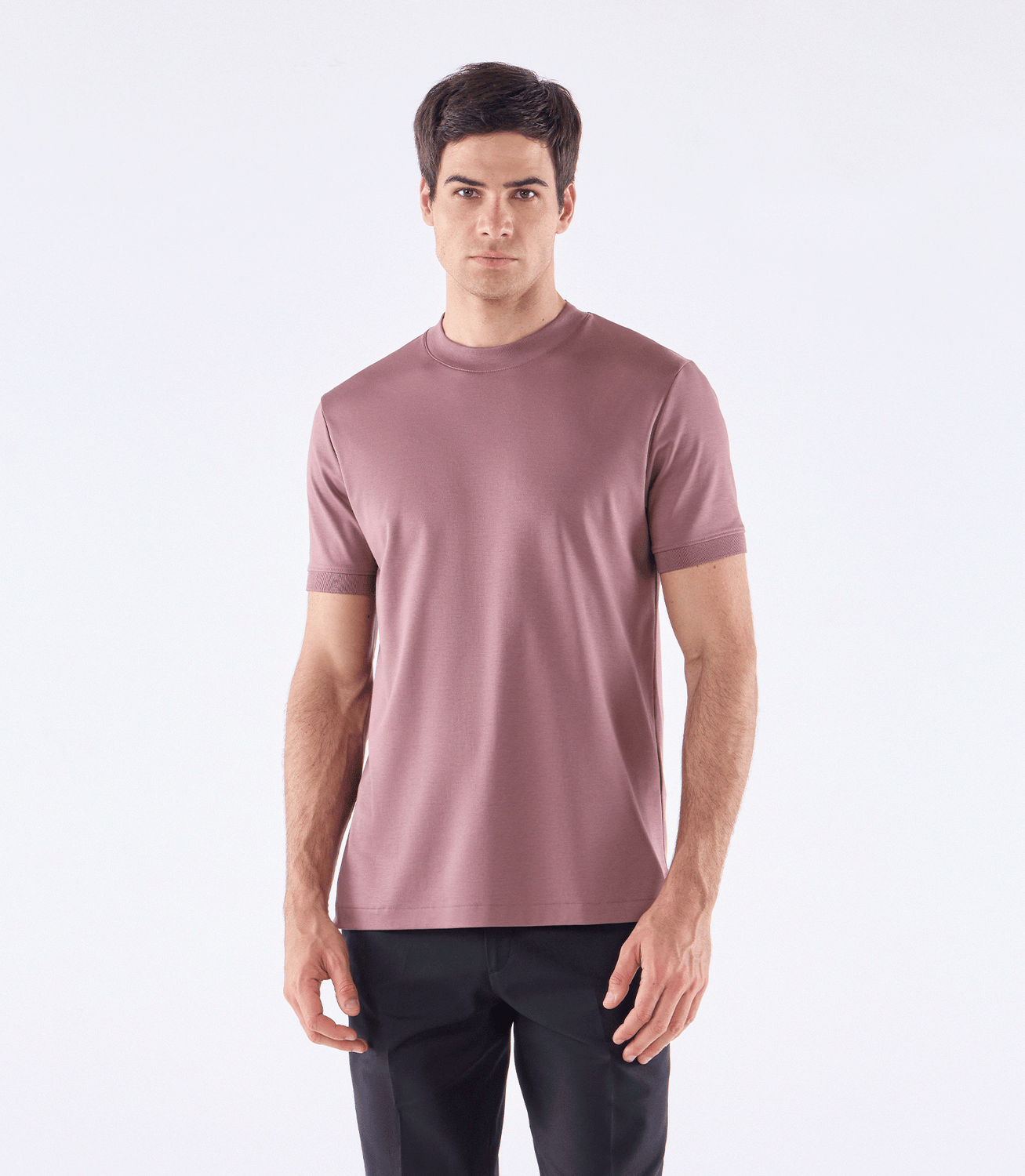 Camiseta Pima Interloque Gola Média Rosa – slide 1