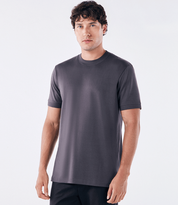 Camiseta Pima Interloque Gola Média Cinza thumbnail 1