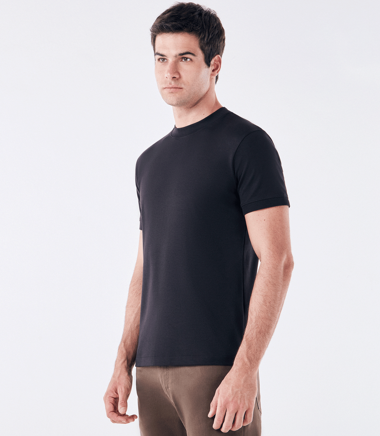 Camiseta Pima Interloque Gola Média Preto – slide 1