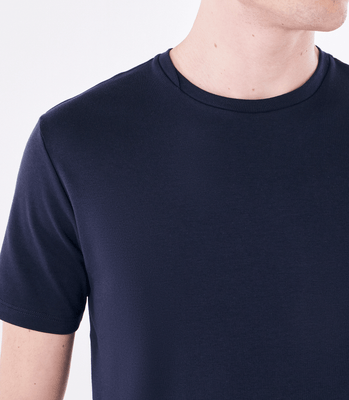Camiseta Pima Interloque Gola Cruzada Azul thumbnail 4