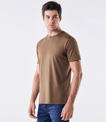 Camiseta Pima Interloque Gola Cruzada Kaki thumbnail 1