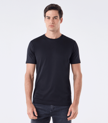 Camiseta Pima Interloque Gola Cruzada Preto thumbnail 1