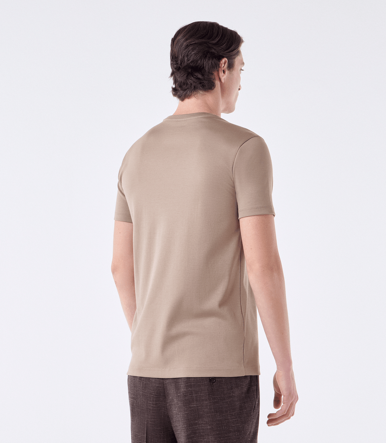 Camiseta Pima Interloque Gola Cruzada Bege – slide 3