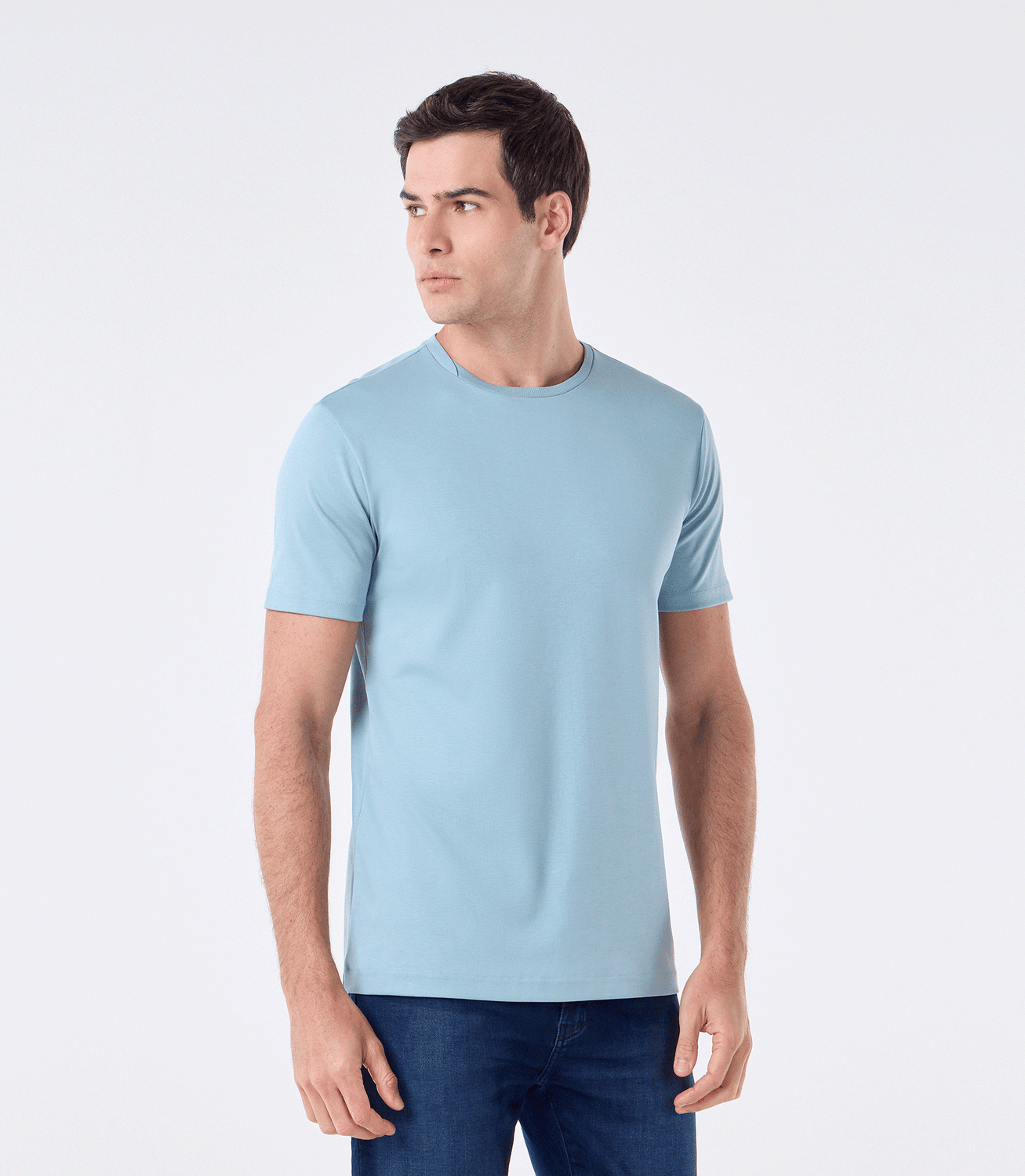 Camiseta Pima Interloque Gola Cruzada Verde – slide 1
