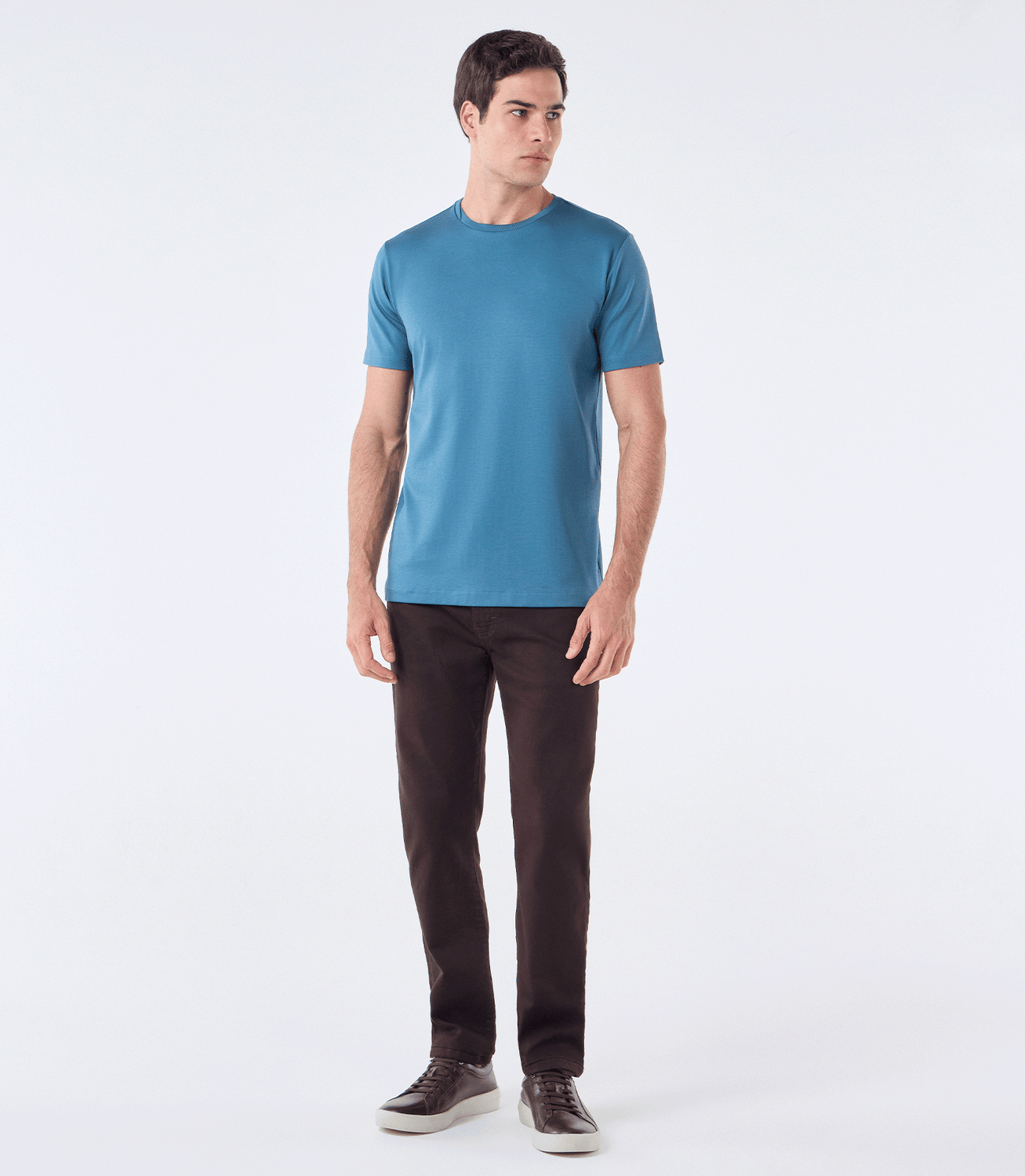 Camiseta Pima Interloque Gola Cruzada Azul – slide 2