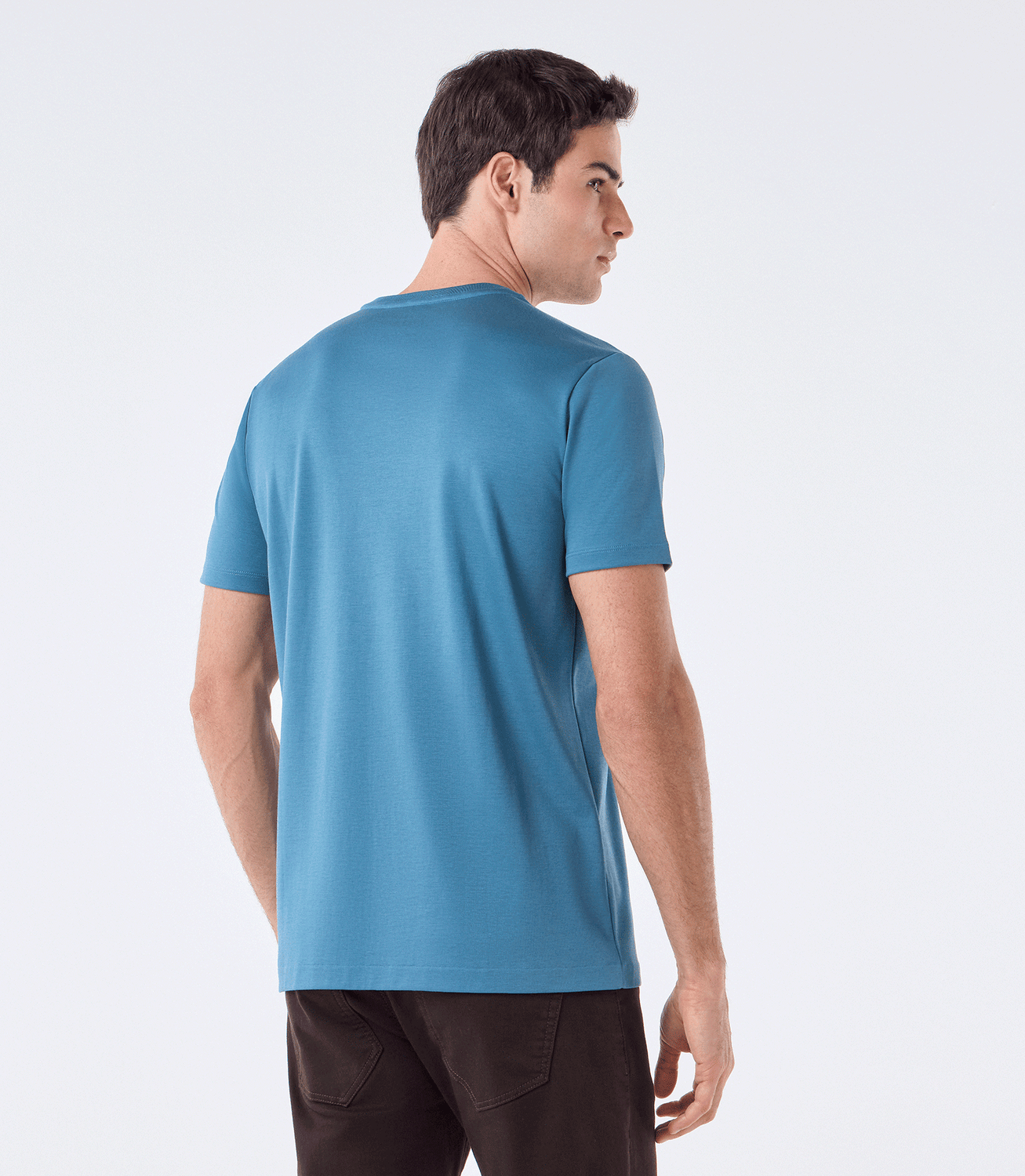 Camiseta Pima Interloque Gola Cruzada Azul – slide 3