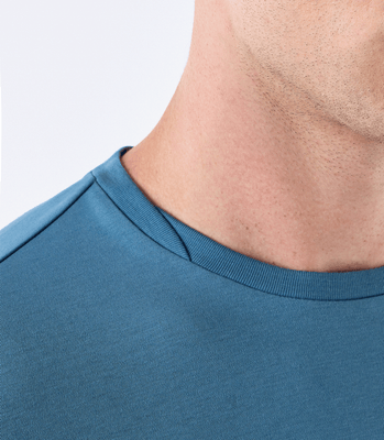 Camiseta Pima Interloque Gola Cruzada Azul thumbnail 4