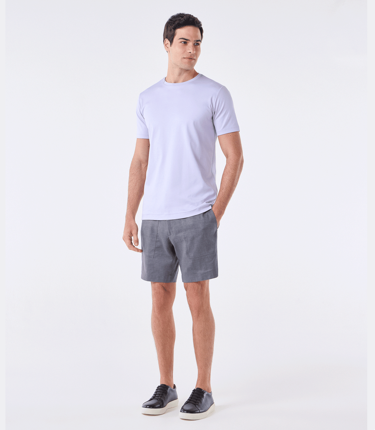 Camiseta Pima Interloque Gola Cruzada Roxo – slide 2