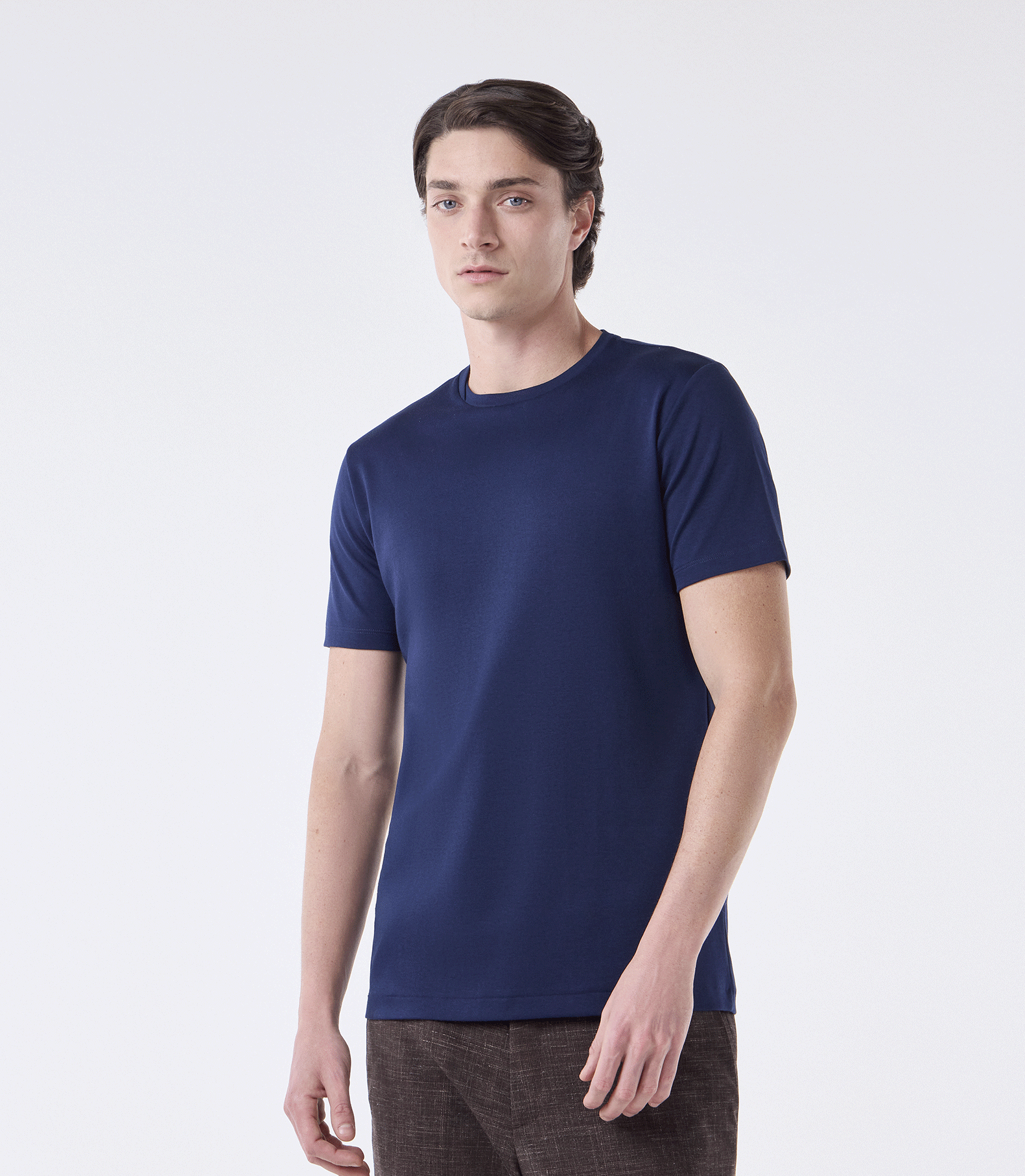 Camiseta Pima Interloque Gola Cruzada Azul