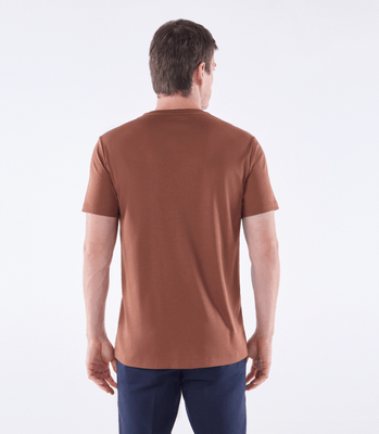 Camiseta Pima Interloque Gola Cruzada Marrom thumbnail 3