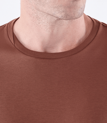 Camiseta Pima Interloque Gola Cruzada Marrom thumbnail 4