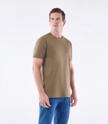 Camiseta Pima Interloque Gola Cruzada Marrom thumbnail 1