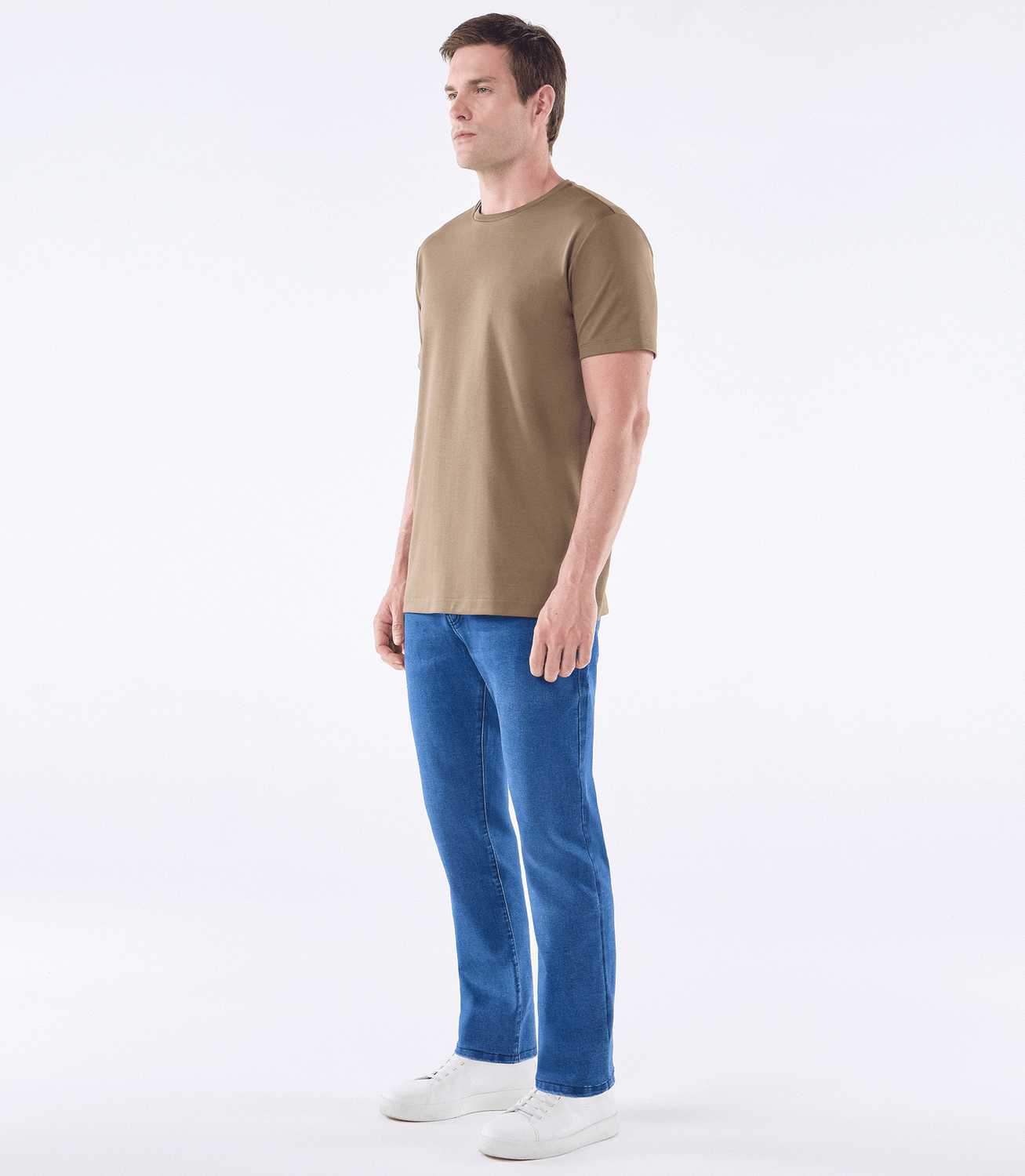 Camiseta Pima Interloque Gola Cruzada Marrom – slide 2