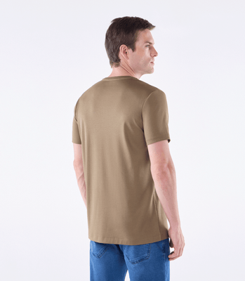 Camiseta Pima Interloque Gola Cruzada Marrom thumbnail 3